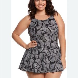 T.H.E Black and White Patterned Women's Swim Dress
